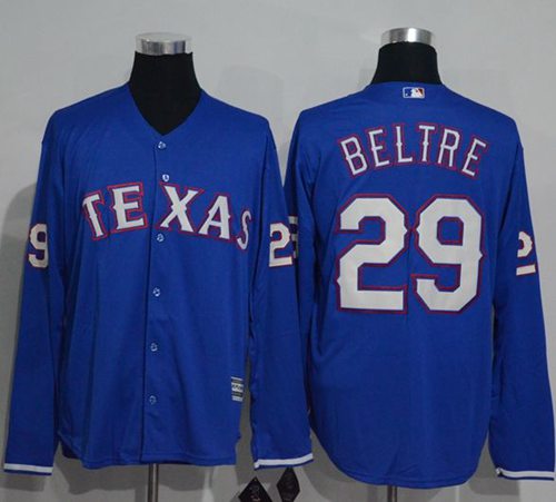 Rangers #29 Adrian Beltre Blue New Cool Base Long Sleeve Stitched MLB Jersey